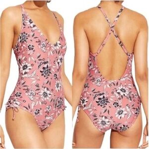 Kona Sol Pink Floral Swimsuit Size Medium